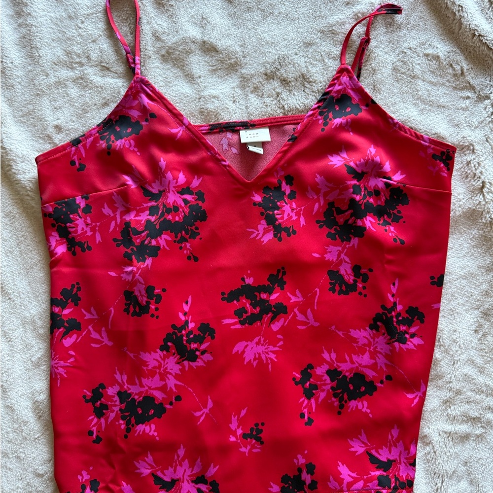 A New Day Red Floral Women's Intimate Slip Top